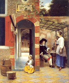皮特爾 德 衚格 Figures Drinking in a Courtyard 皮特爾 德 衚格 Figures Drinking in a Courtyard